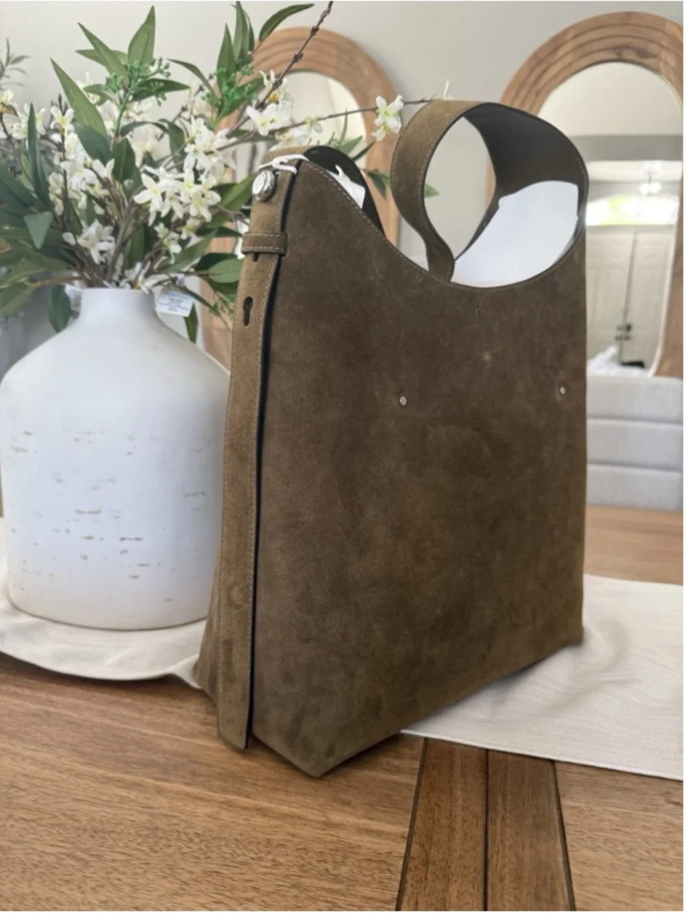 New Tory Burch Romy Olive Suede Hobo Bag I Deep Olive